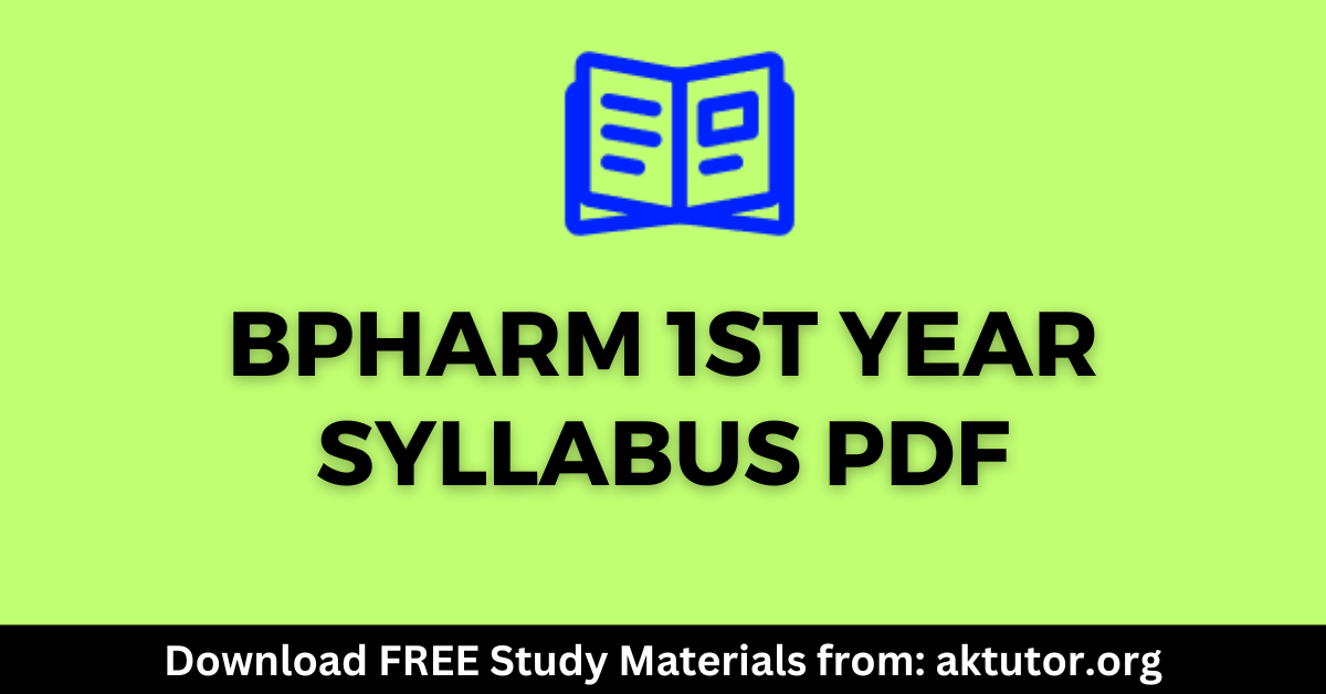 BPharm 1st Year syllabus pdf